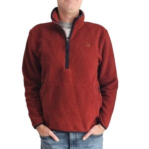 The North Face Quarter Zip Fleece Pullover Large Rust Blue